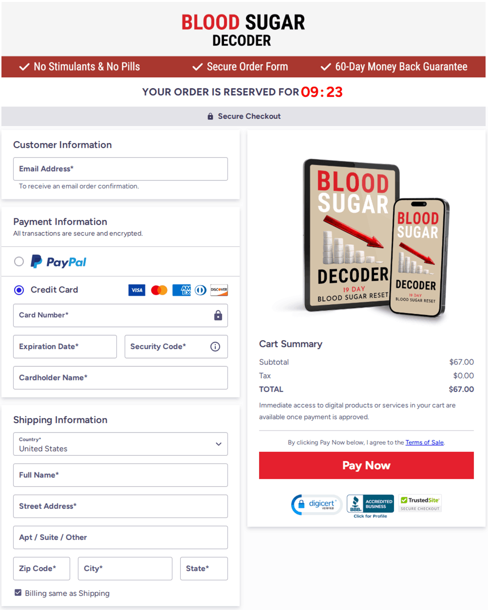 Blood Sugar Decoder Checkout